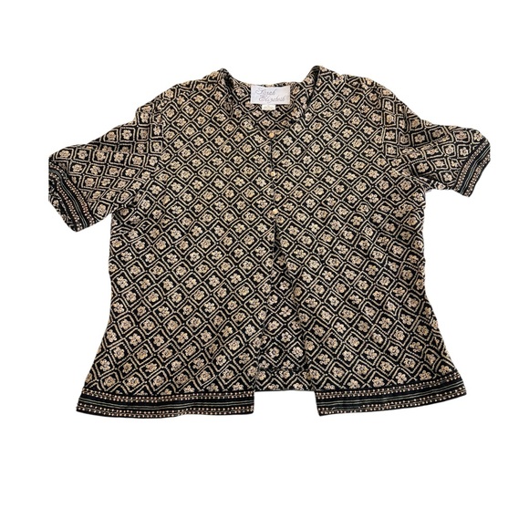 Sarah Elizabeth Black and Cream Diamond Blouse 1980’s - Picture 1 of 4